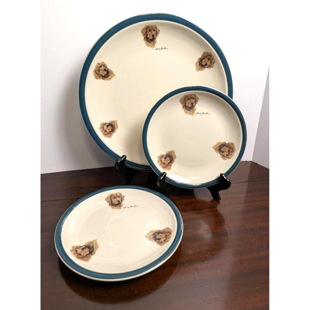 Wild Wings Golden Retriever Platter & Plates Set Bass II Tienshan Dawn Jacobus